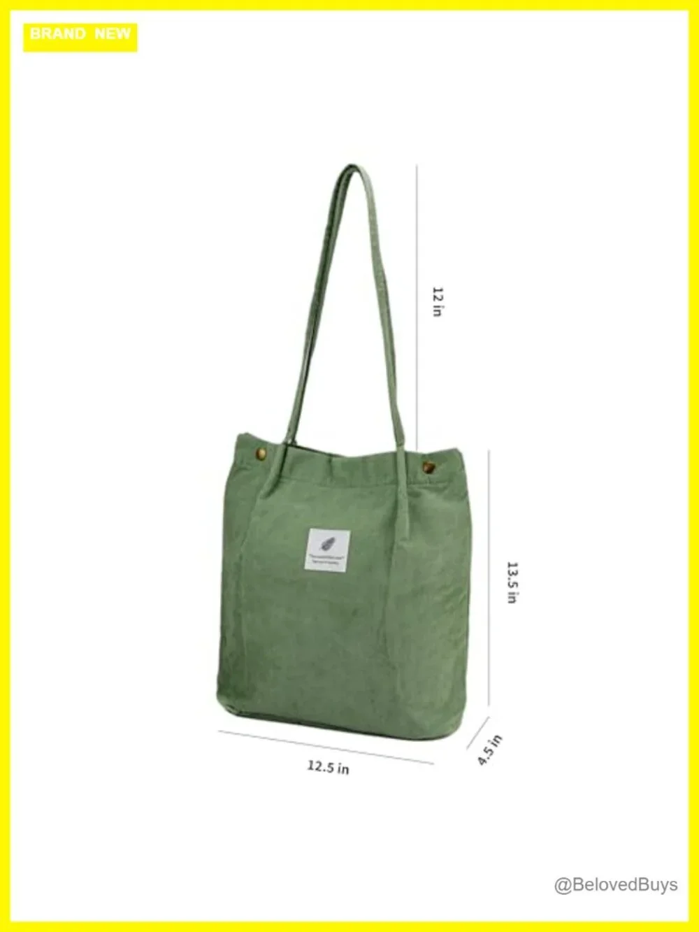 Corduroy Tote Bag with Inner Pocket for Travel Shopping Work